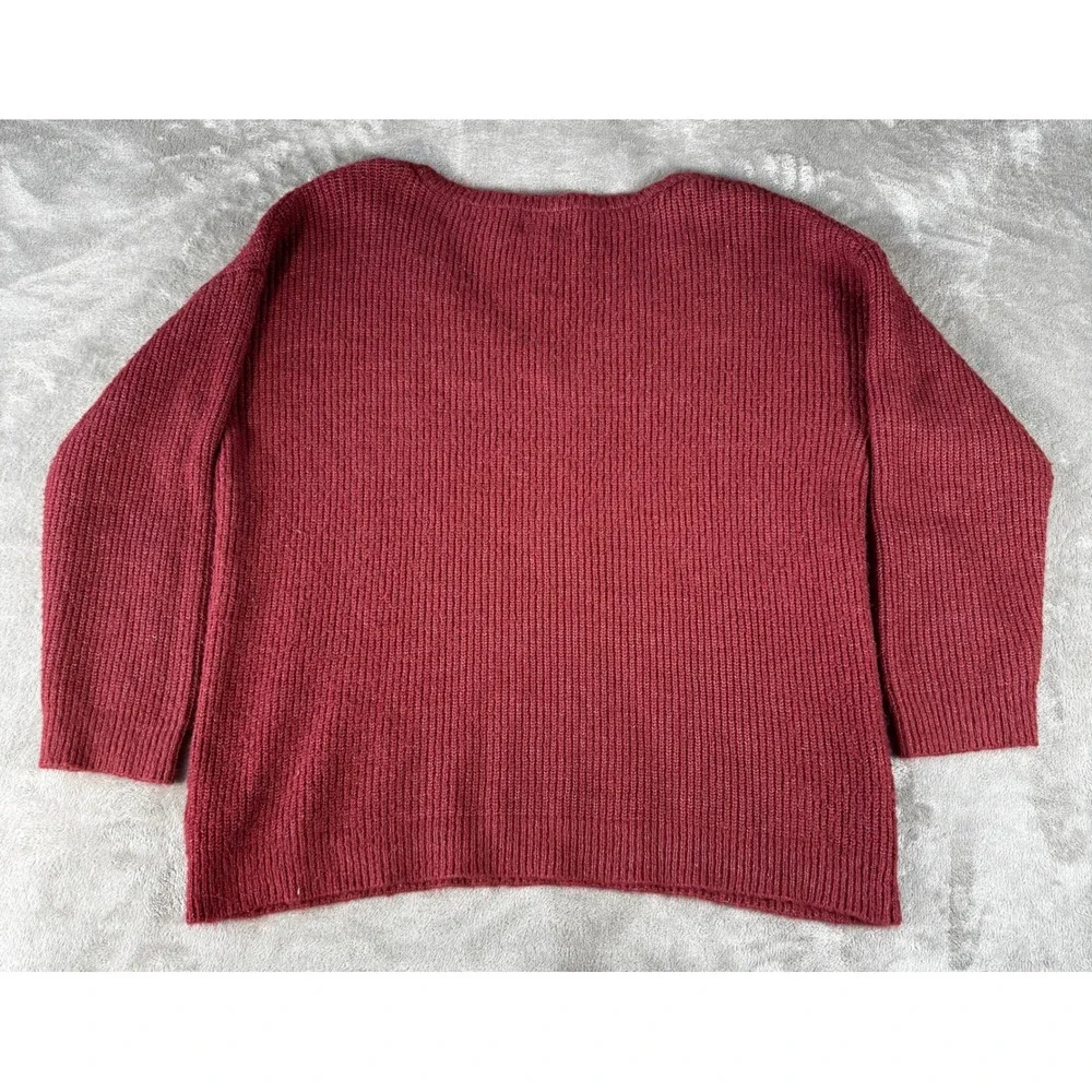 Absolutely Creative Worldwide Sweater Womens 2X Burgundy Excellent V-Neck Ribbed